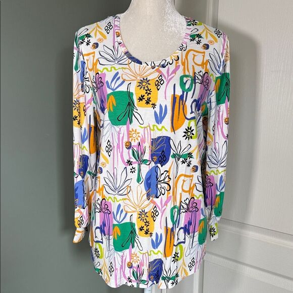 Colorful Floral Print Women's Top - Picture 1 of 11